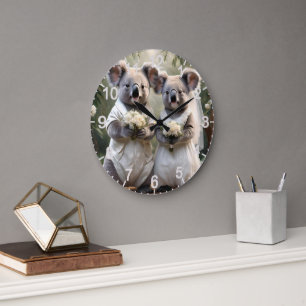 Australian Koala Bear White Wedding, Große Wanduhr