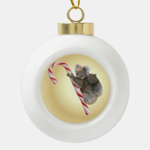 Australian Koala Christmas Candy Cane Keramik Kugel-Ornament