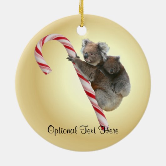 Australian Koala Christmas Candy Cane Keramik Ornament (Hinten)