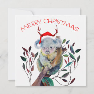 Australian Koala Weihnachtsmannmütze Frohe Weihnac Feiertagskarte