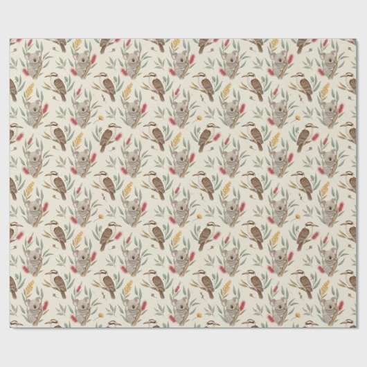 Australian Koalas, Kookaburras and Native Flora Geschenkpapier (Flach)