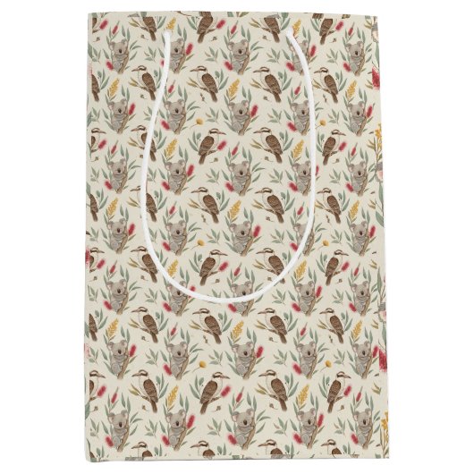 Australian Koalas, Kookaburras and Native Flora Mittlere Geschenktüte (Vorderseite)