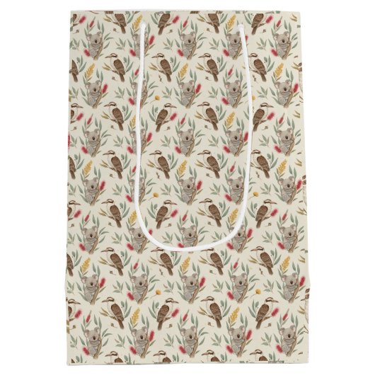 Australian Koalas, Kookaburras and Native Flora Mittlere Geschenktüte (Rückseite)