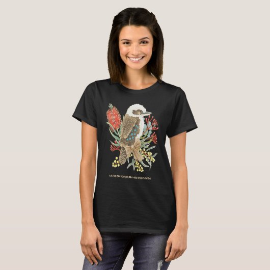 Australian Kookaburra and Wildflowers T-Shirt (Vorne ganz)