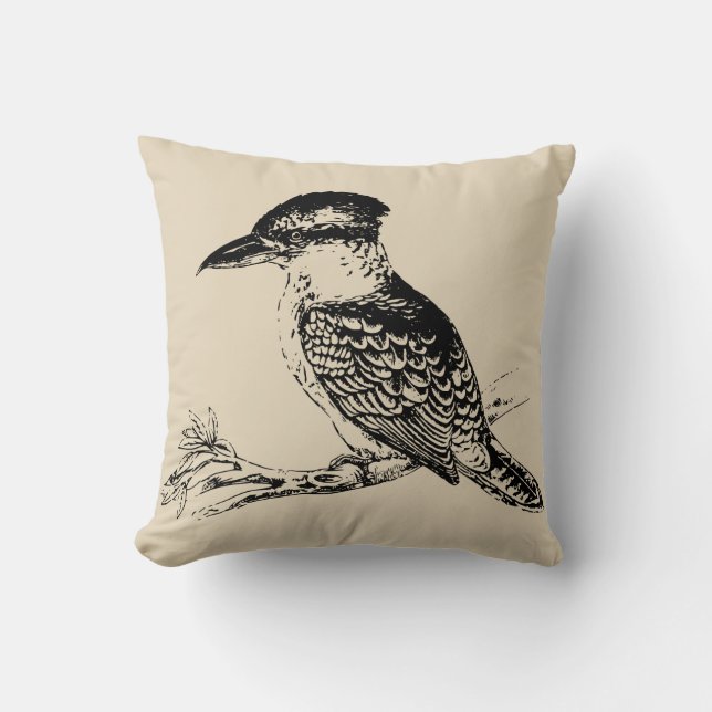 Australian Kookaburra Beige Cushion Kissen (Vorderseite)