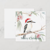 Australian Kookaburra Weihnachtsmannmütze Frohe We Feiertagskarte (Vorne/Hinten)