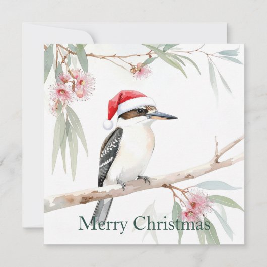Australian Kookaburra Weihnachtsmannmütze Frohe We Feiertagskarte (Vorderseite)