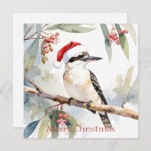 Australian Kookaburra Weihnachtsmannmütze Frohe We Feiertagskarte (Vorne/Hinten)