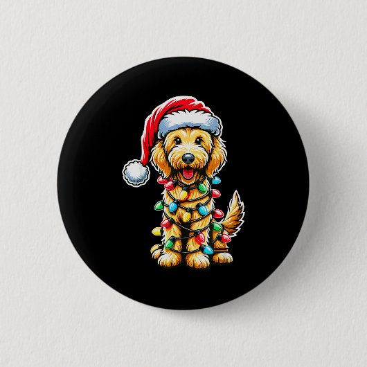 Australian Labradoodle Christmas Tree Xmas Santa L Button (Vorderseite)