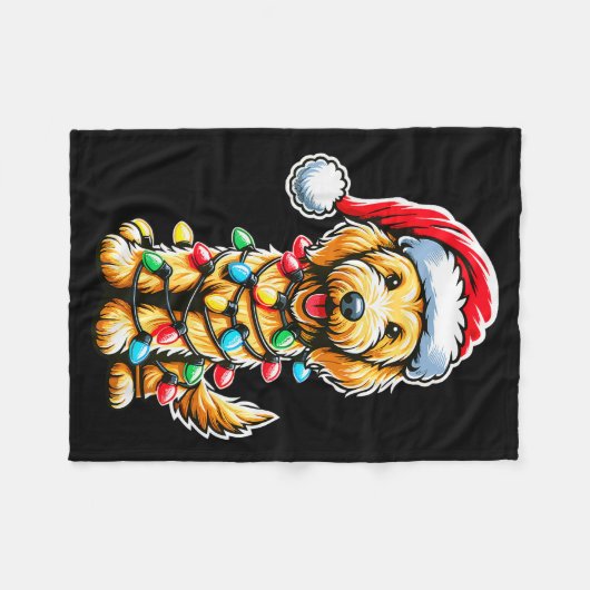 Australian Labradoodle Christmas Tree Xmas Santa L Fleecedecke (Vorderseite (Horizontal))