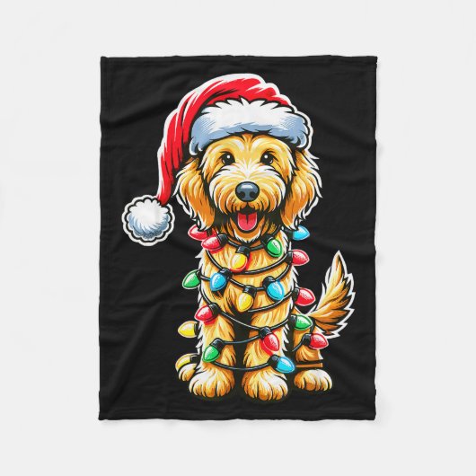 Australian Labradoodle Christmas Tree Xmas Santa L Fleecedecke (Vorderseite)