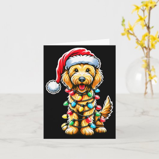 Australian Labradoodle Christmas Tree Xmas Santa L Karte (Gelbe Blume)