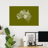 Australian Map Art - Wählen Sie Ihre Farbe Poster (Heimbüro)