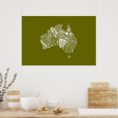 Australian Map Art - Wählen Sie Ihre Farbe Poster (Küche)