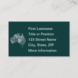 Australian Map Art - Wählen Sie Ihre Farbe Visitenkarte