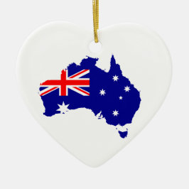 Australian Map Flag Heart Keramik Ornament Gift