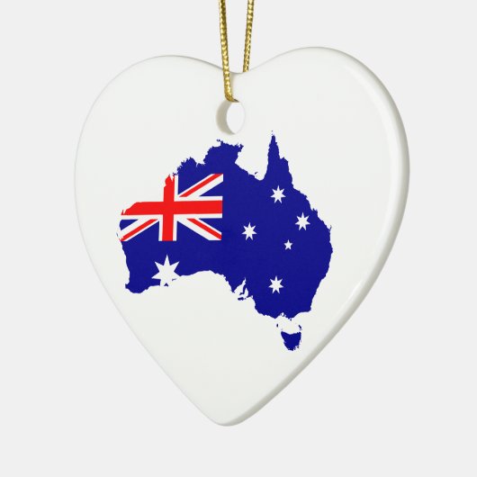 Australian Map Flag Heart Keramik Ornament Gift (Links)