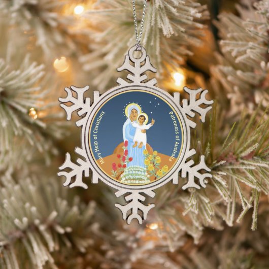 Australian Mary Help of Christians Schneeflocken Zinn-Ornament (Baum)