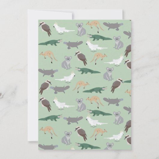 Australian Native Animals Eucalyptus Birthday Einladung (Rückseite)