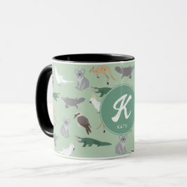 Australian Native Animals Eucalyptus Green Initial Tasse