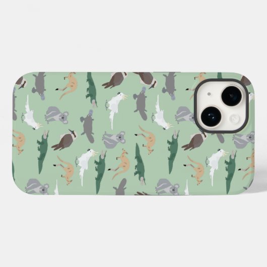 Australian Native Animals Eucalyptus Green Pattern Case-Mate iPhone Hülle (Rückseite (Horizontal))