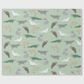 Australian Native Animals Eucalyptus Green Pattern Geschenkpapier (Flach)