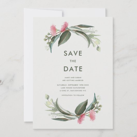 Australian Native Gum Blossom Save the Date (Vorderseite)