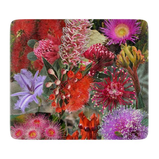Australian Native Wild Blume Square Schneidebrett (Vorderseite)