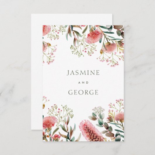 Australian Native Wildblume Wedding Begleitkarte (Vorne/Hinten)