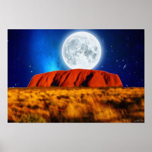 Australian Outback Ayers Rock Art "Uluru Moon" Poster (Vorne)