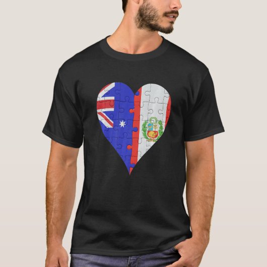 Australian Peruvian Flag Heart T-Shirt (Vorderseite)
