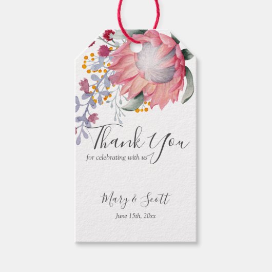 Australian Protea Watercolor Foliage Vielen Dank Geschenkanhänger (Vorderseite)