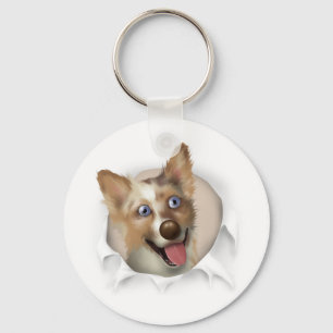 Australian Red Merle Shepherd Busting Out Schlüsselanhänger