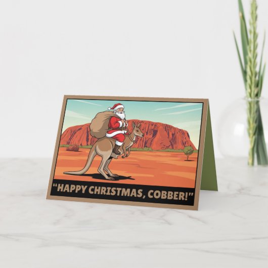 Australian Santa Christmas Karte (Vorderseite)