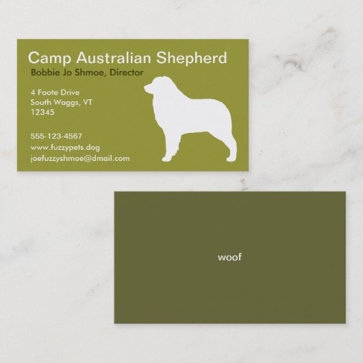 Australian Sheherd Visitenkarte (Vorne/Hinten)