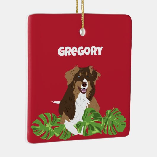 Australian Shelpherd Aussie Cog Custom Photo Keramikornament (Rechts)