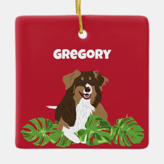 Australian Shelpherd Aussie Cog Custom Photo Keramikornament (Vorderseite)