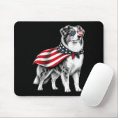 Australian Shepherd 4. Juli Amerikanische Flagge Mousepad (Mit Mouse)