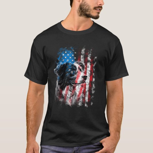 Australian Shepherd 4th of July Dog Lover Men Wome T-Shirt (Vorderseite)