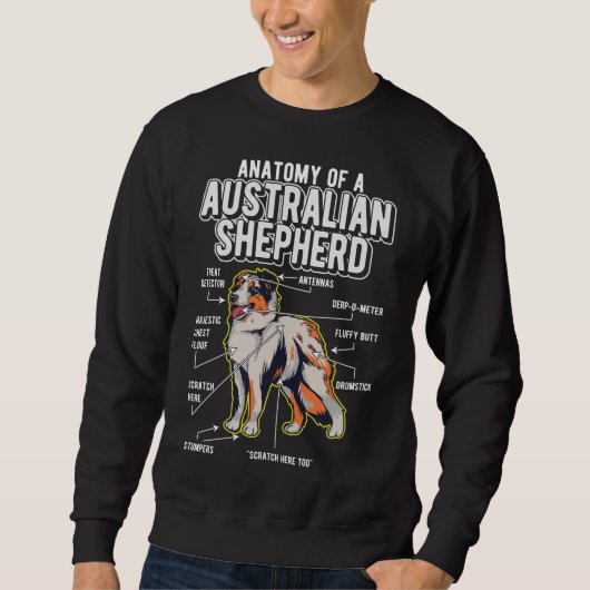 Australian Shepherd Anatomy Funny Dog Sweatshirt (Vorderseite)