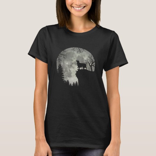 Australian Shepherd And Moon Halloween T-Shirt (Vorderseite)