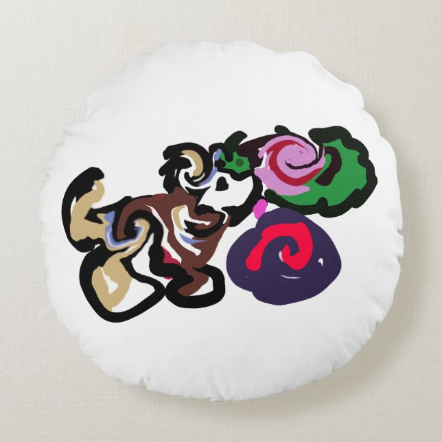 Australian shepherd and roses joy rundes kissen (Vorderseite)