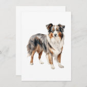 Australian Shepherd Aquarell Clipart Dankeskarte (Vorne/Hinten)