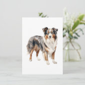 Australian Shepherd Aquarell Clipart Dankeskarte (Stehend Vorderseite)