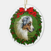 Australian Shepherd Art von Glenda S. Harlan Keramik Ornament (Links)