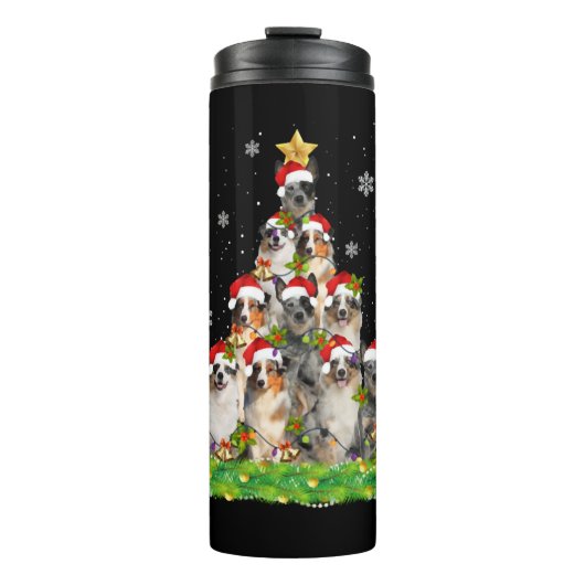Australian Shepherd Aussie Christmas Ornament Tree Thermosbecher (Vorderseite)