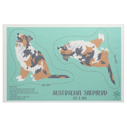 Australian Shepherd Aussie Dog Cut and Sew Stoff (Fat Quarter (45,7 x 55,9 cm))