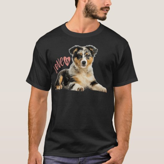 Australian Shepherd Aussie Mama Vater Liebe Dog Pe T-Shirt (Vorderseite)