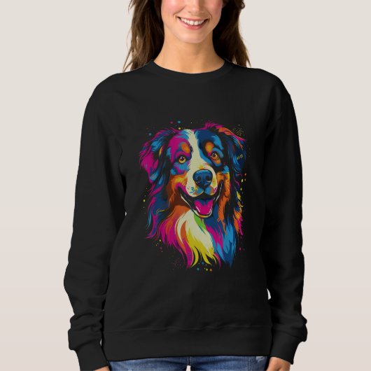 Australian Shepherd Aussie Rainbow Retro Design Sweatshirt (Vorderseite)