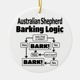 Australian Shepherd Barking Logic Keramik Ornament
